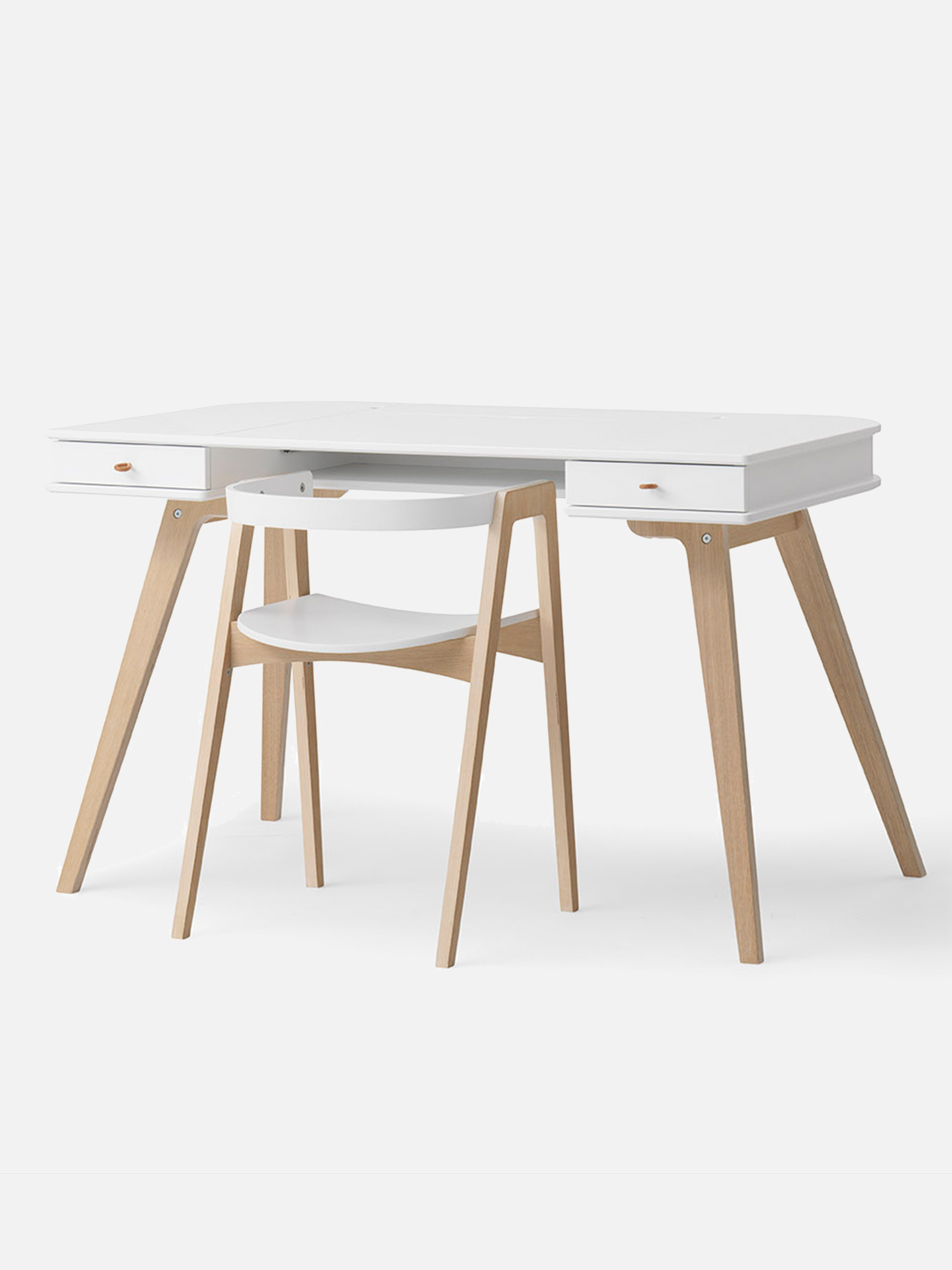Schreibtisch 72,6 cm & Armlehnstuhl Set - weiß/Eiche