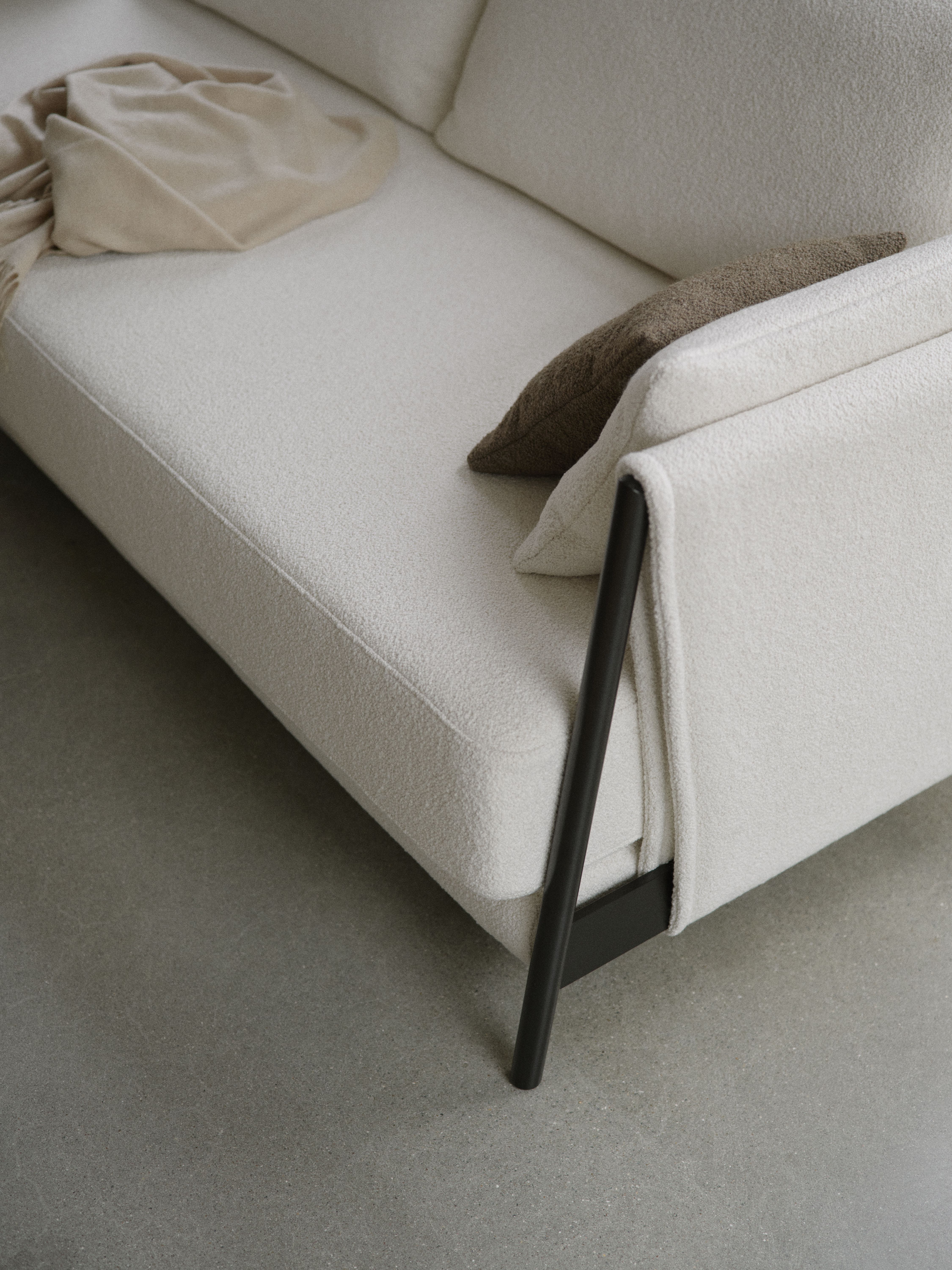 Madison Schlafsofa Wollbouclé Weiß