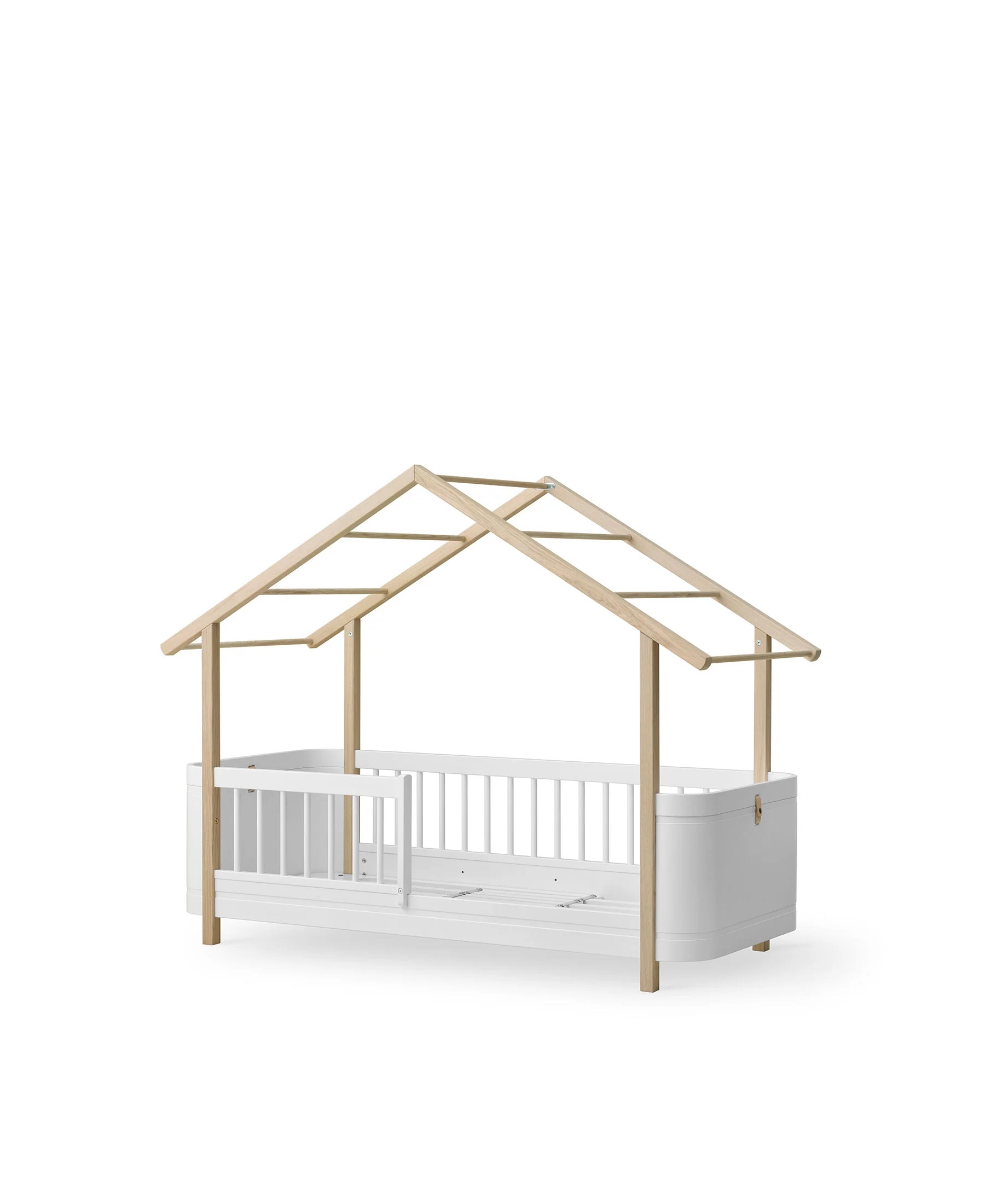 Wood Mini+ Hausbett - 68x162 cm - weiß/Eiche