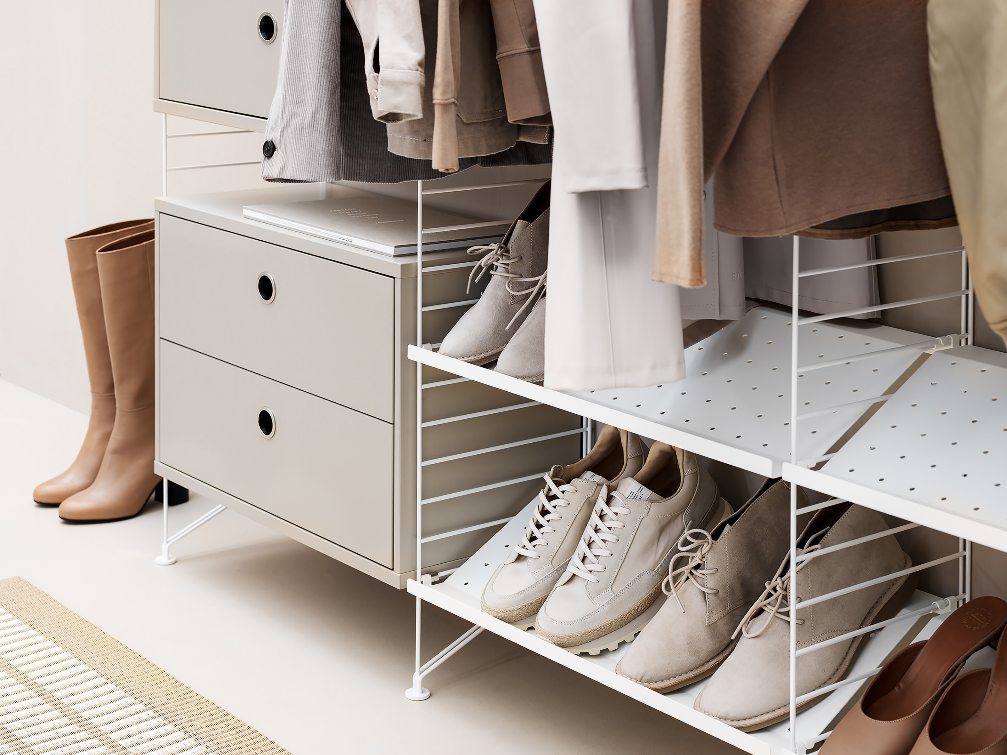 1er Schuhregal Metall 78x30 cm - Weiß