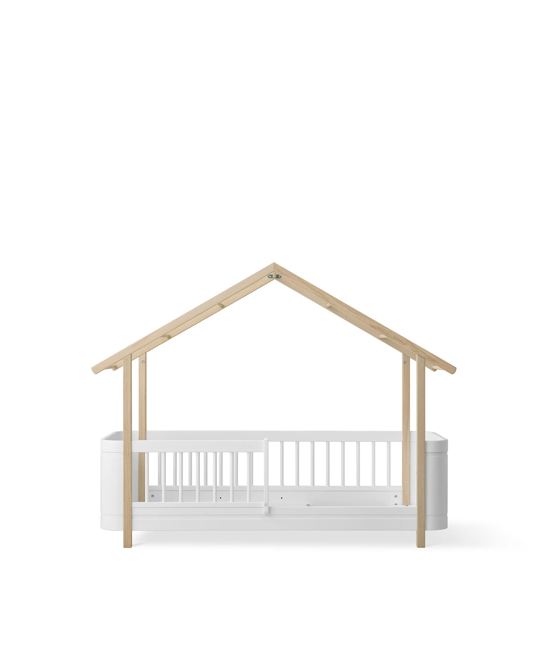 Wood Mini+ Hausbett - 68x162 cm - weiß/Eiche