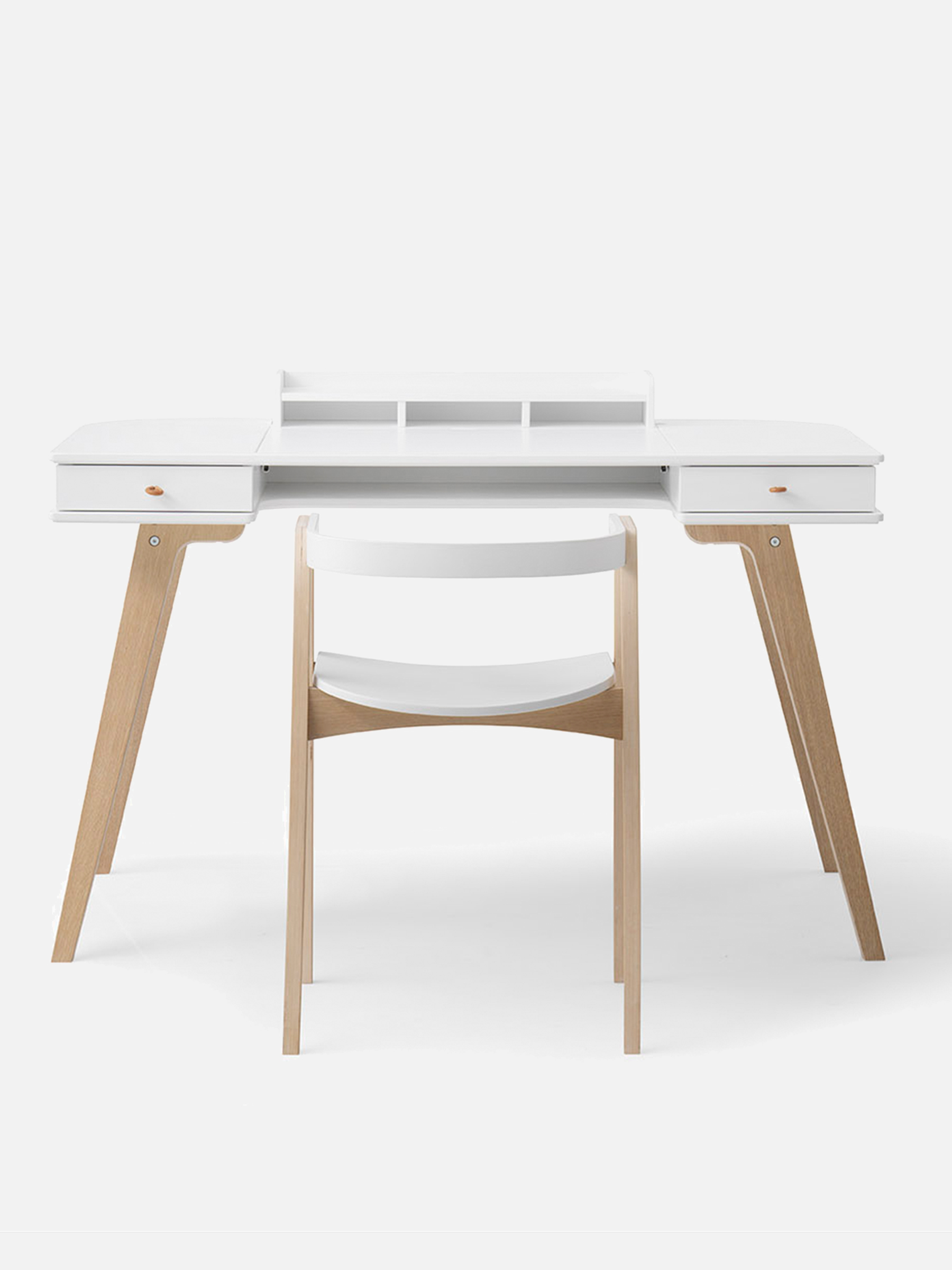 Schreibtisch 72,6 cm & Armlehnstuhl Set - weiß/Eiche
