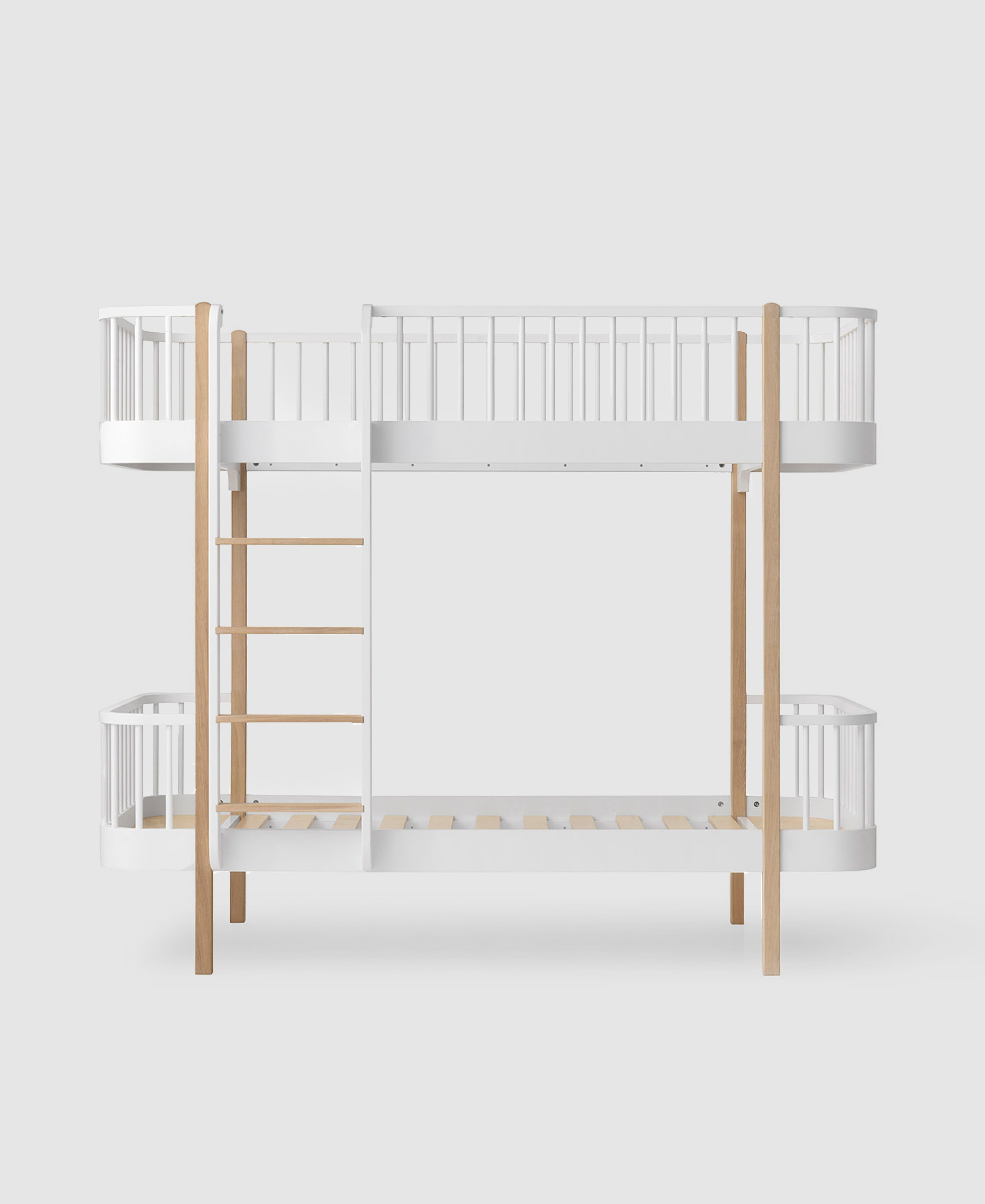 Original Etagenbett - 90x200 cm - weiß/Eiche - Leiter/Vorne