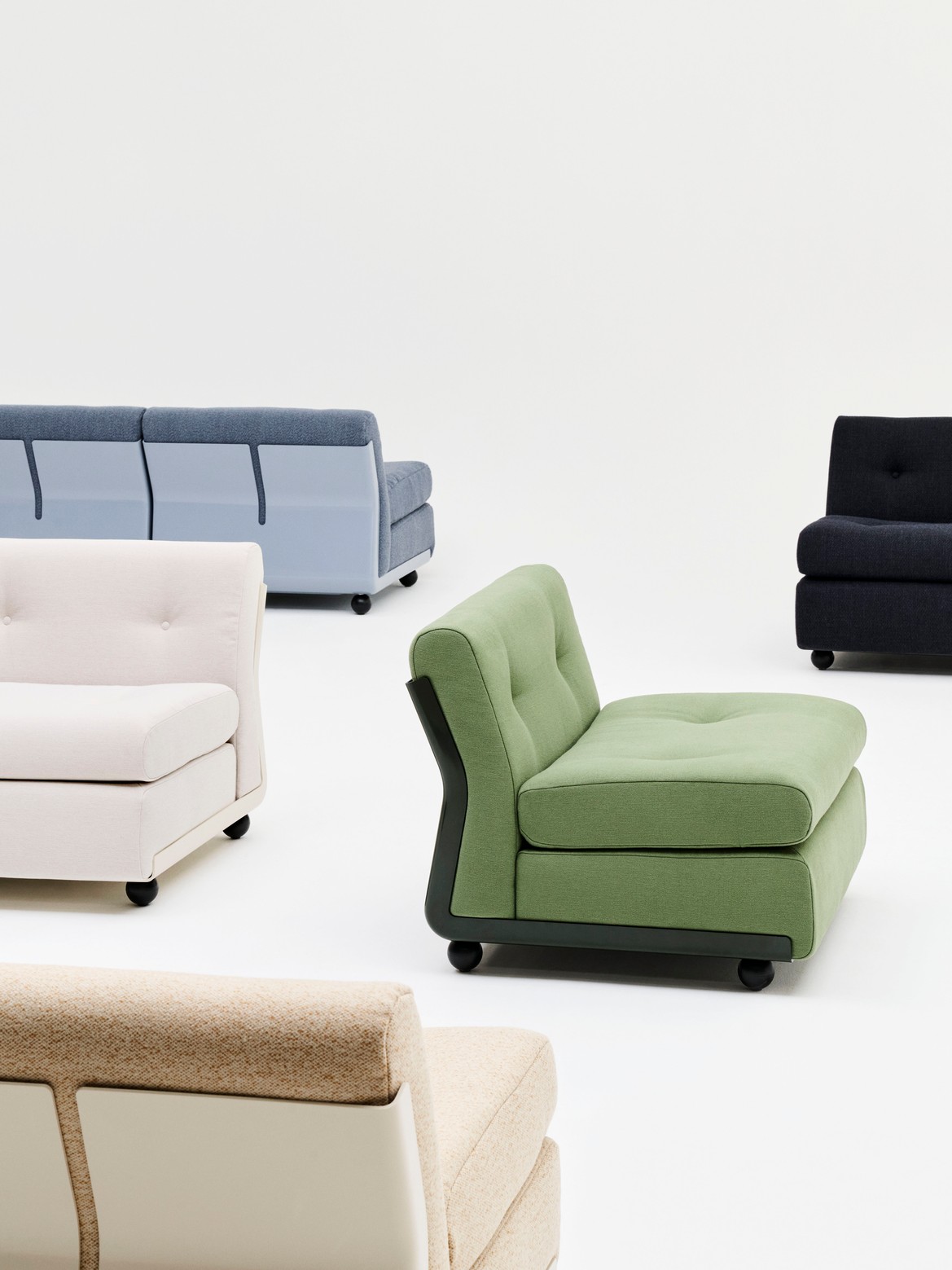 HAY Amanta 1 Sitzer - Schale Flaschengrün Bezug Vanir