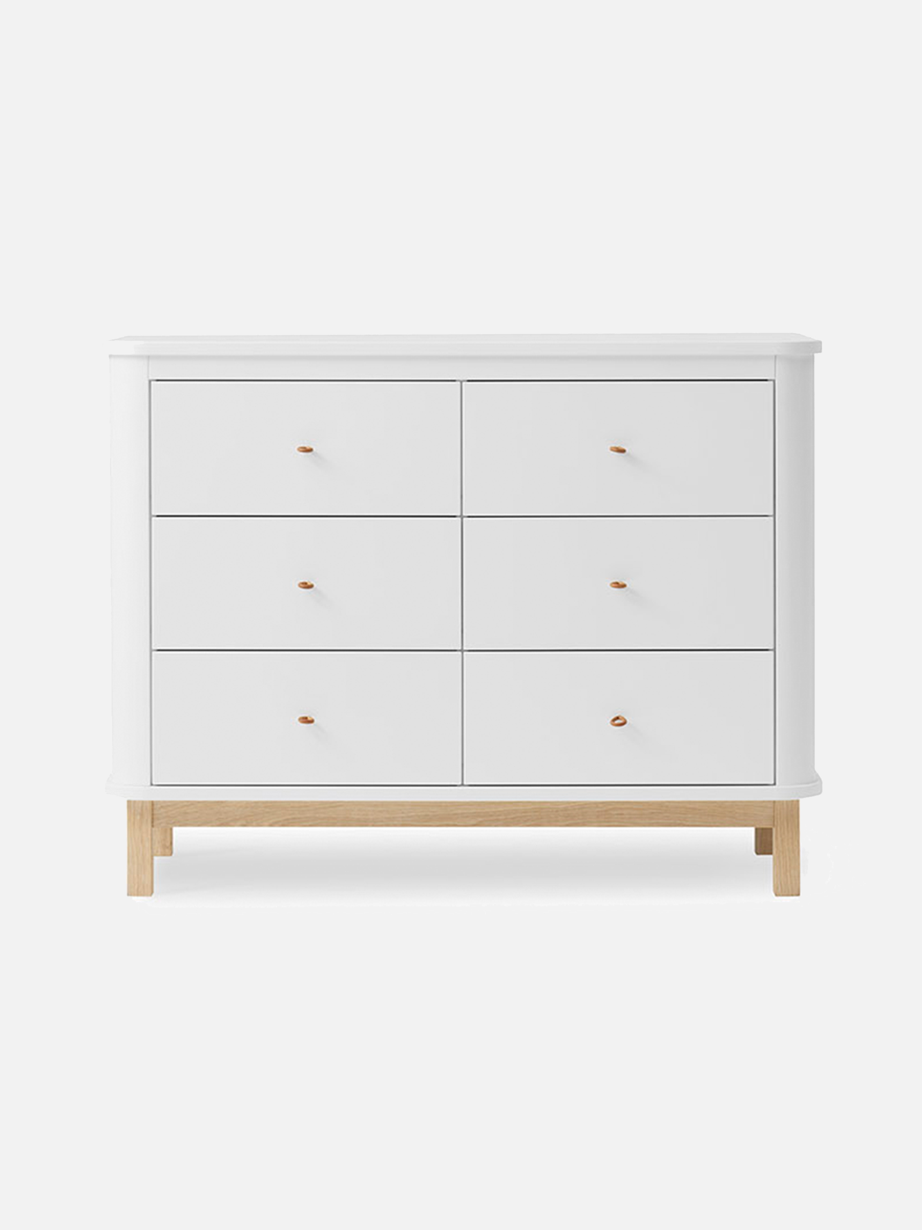 Kommode - 6 Schubladen - weiß/Eiche