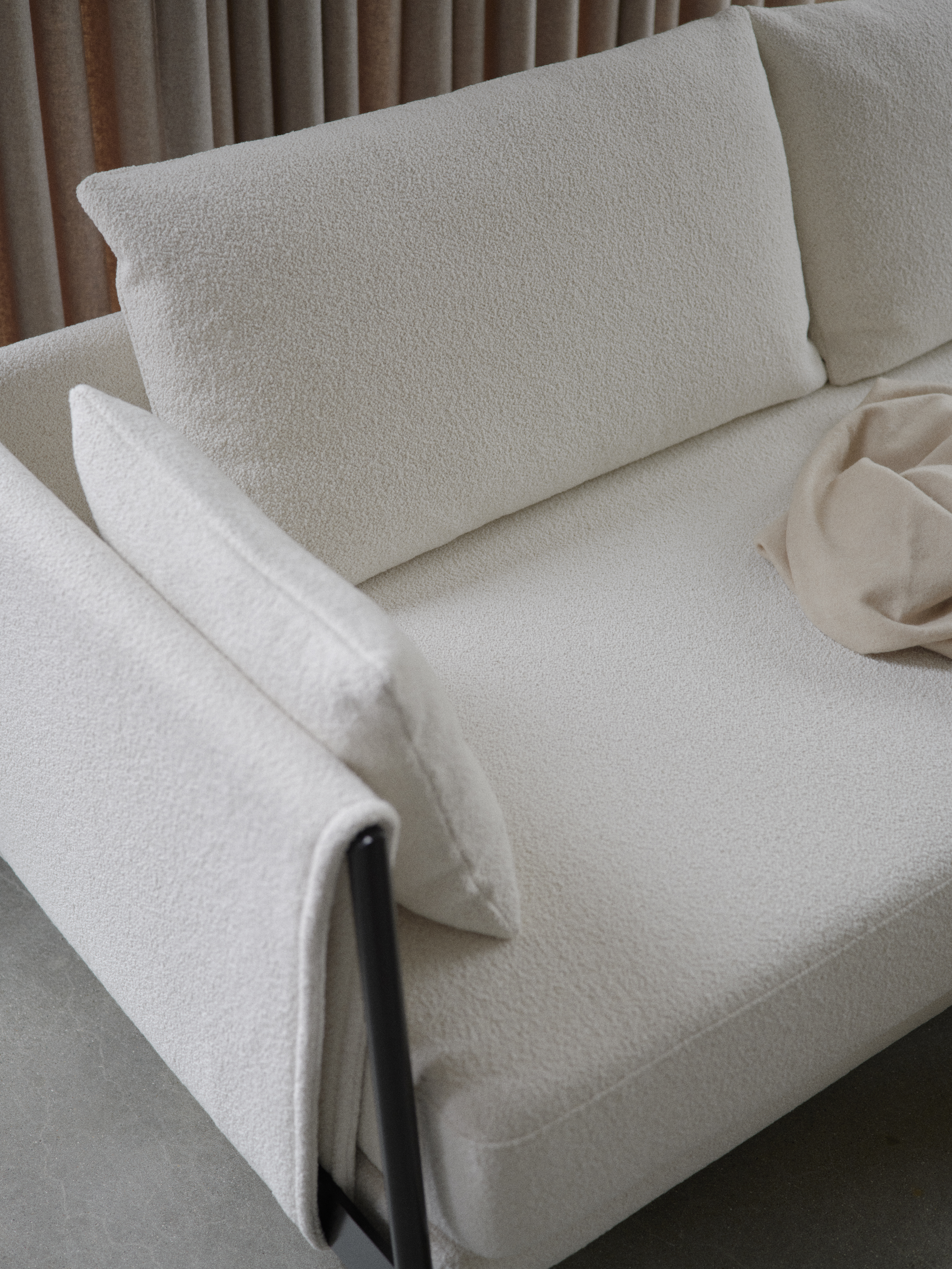 Madison Schlafsofa Wollbouclé Weiß