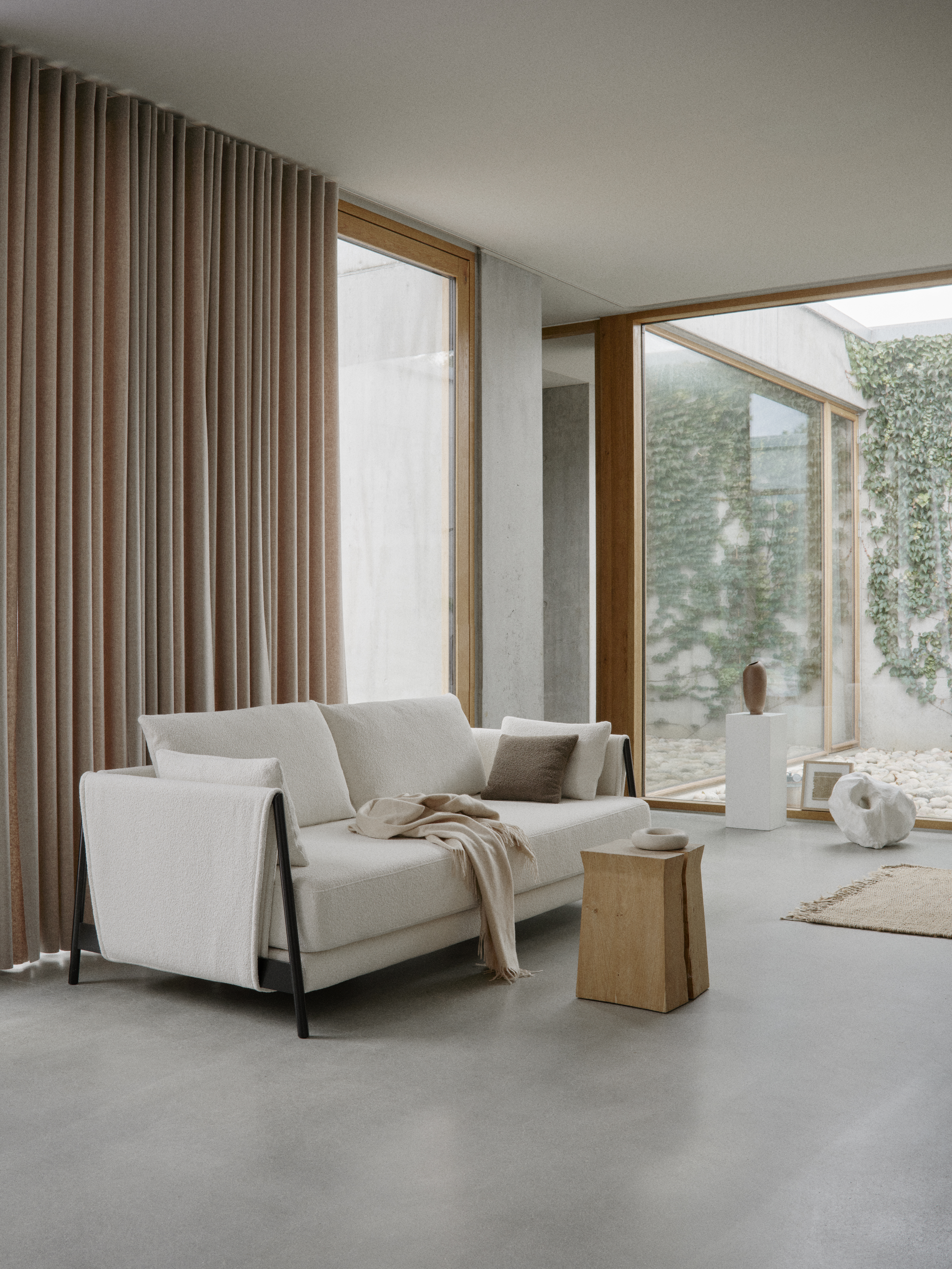 Madison Schlafsofa Wollbouclé Weiß